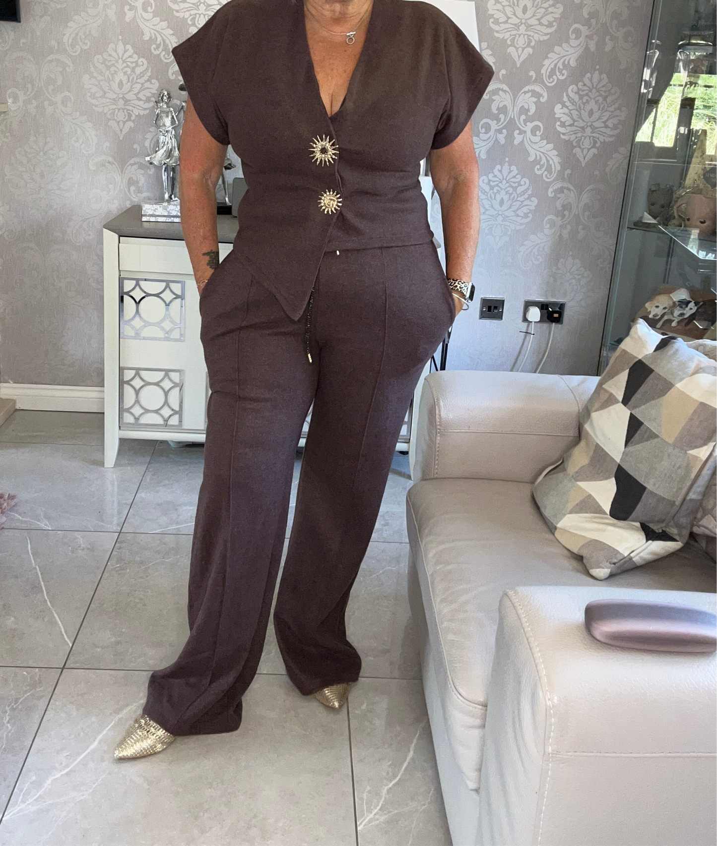 Sun / Moon button waistcoat  suit