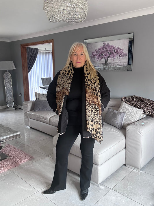 Piped leopard jacket
