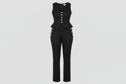 Ribbed button waistcoat suit