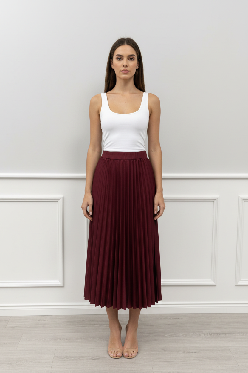 Ava pleated midi skirt