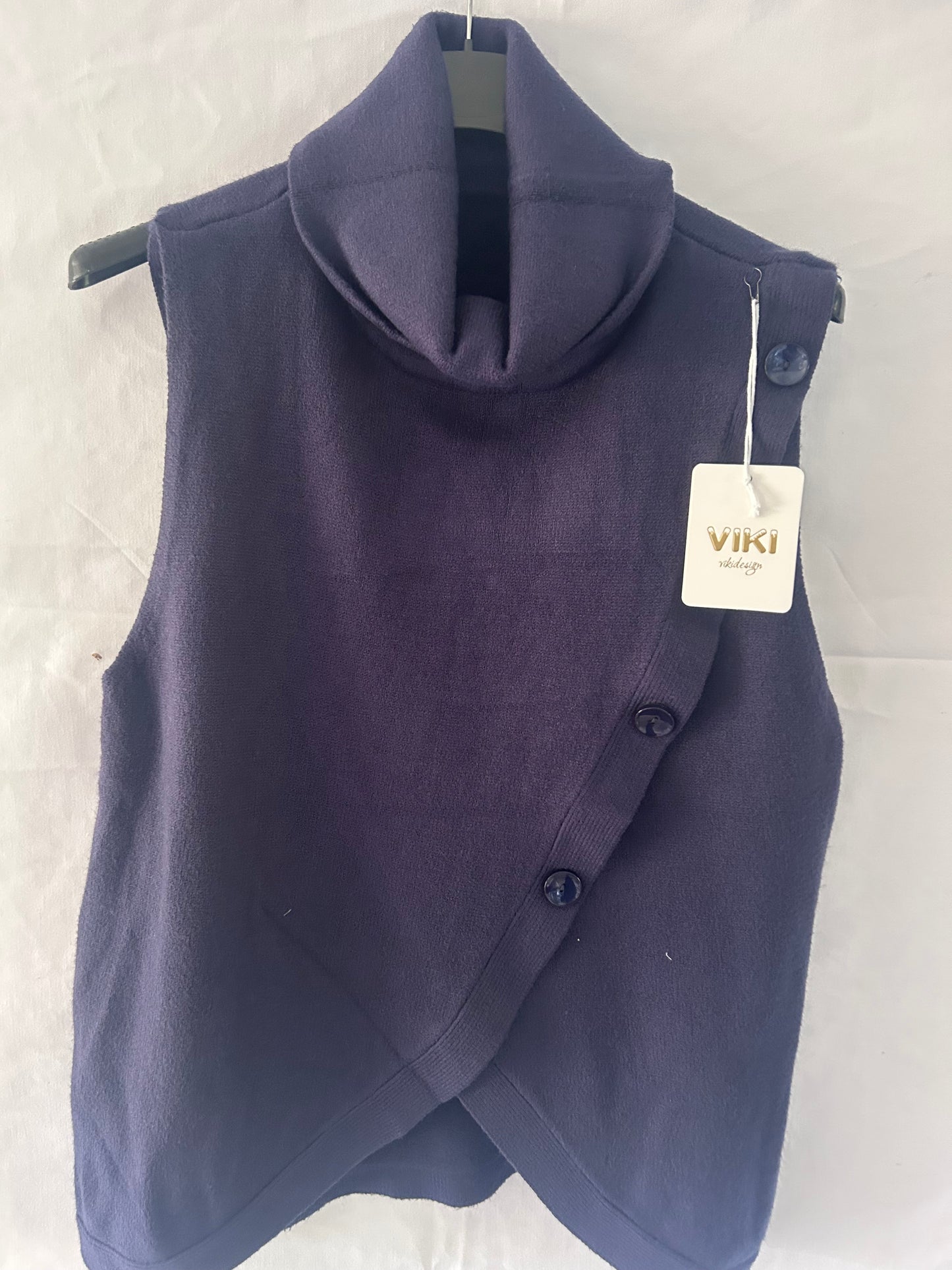 Wrapover Button Roll Neck