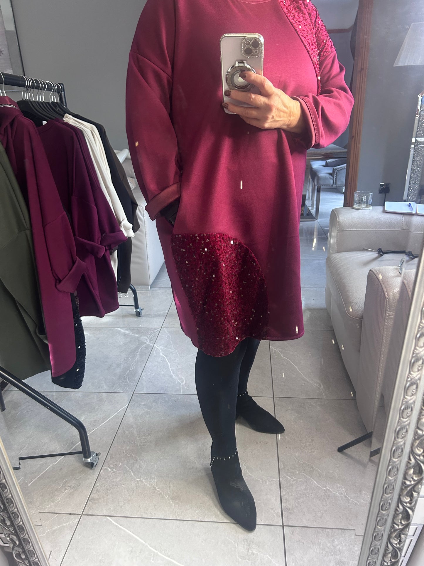 Sassy Sequin Sweater Dress - Italian Made Festive Party Dress