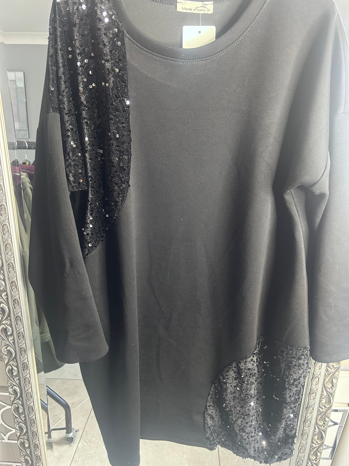 Sassy Sequin Sweater Dress - Italian Made Festive Party Dress