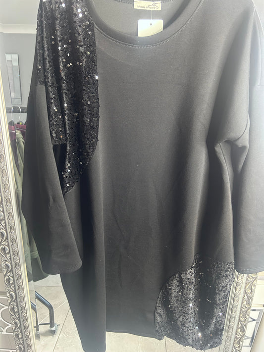 Sassy Sequin Sweater Dress - Italian Made Festive Party Dress