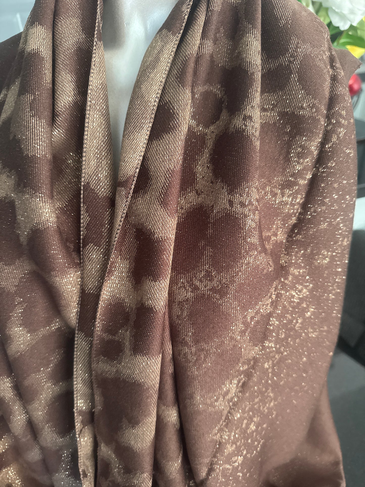 Sparkle ombré effect animal print scarf