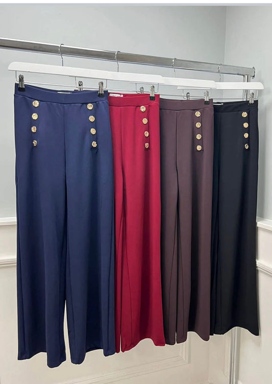 Button Detail Wide Leg trousers