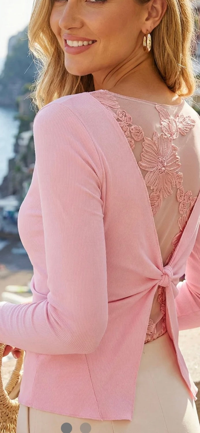 Lace twist back top