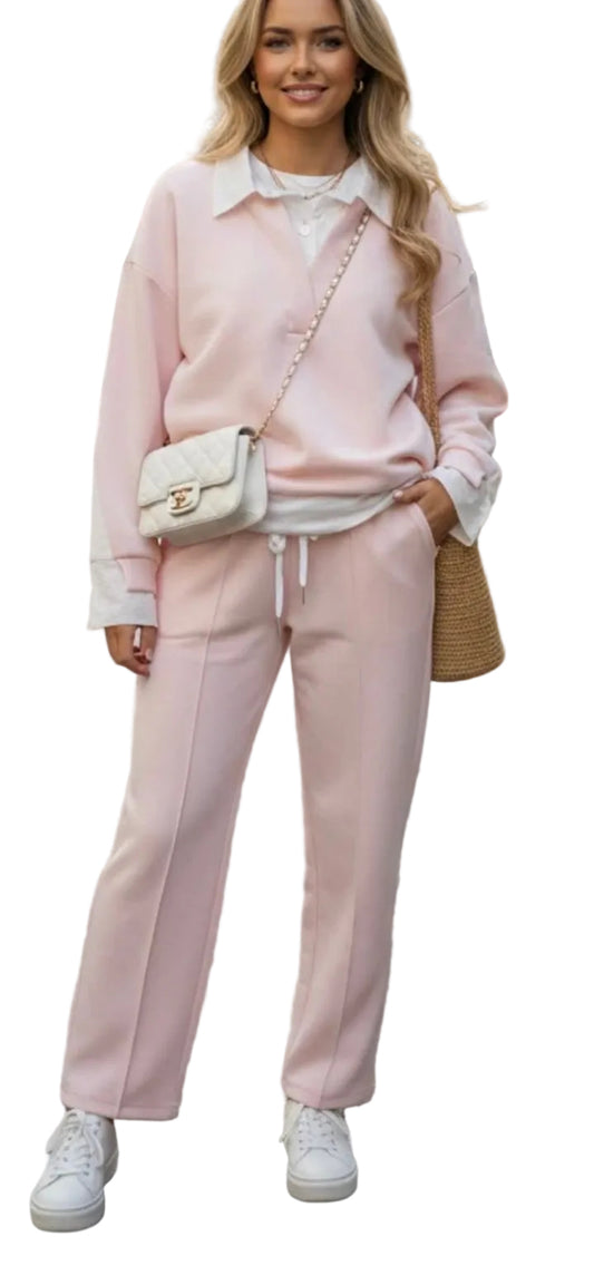 Shirt Lounge Suit - Wide Leg Two-Piece Set with Working Buttons Abbie