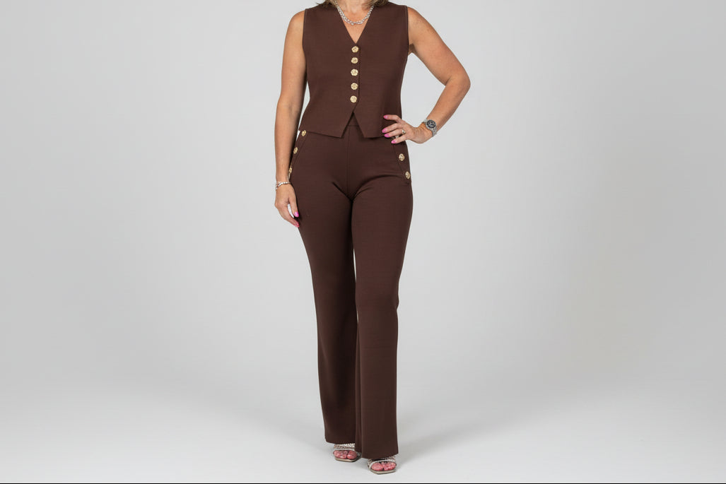 Ribbed button waistcoat suit