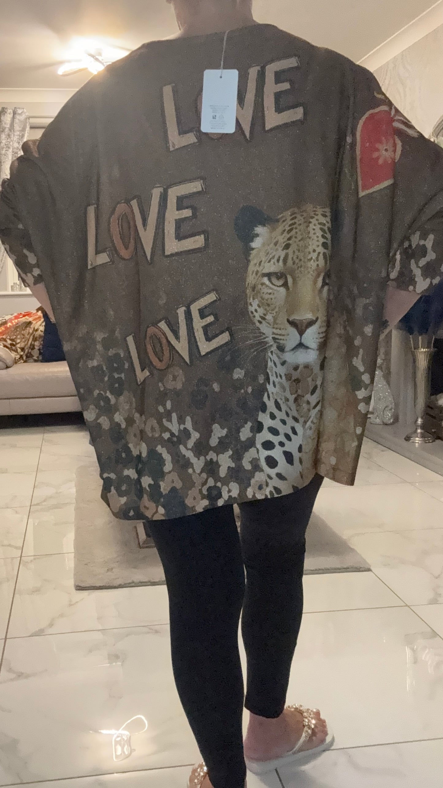 Oversized animal print love top