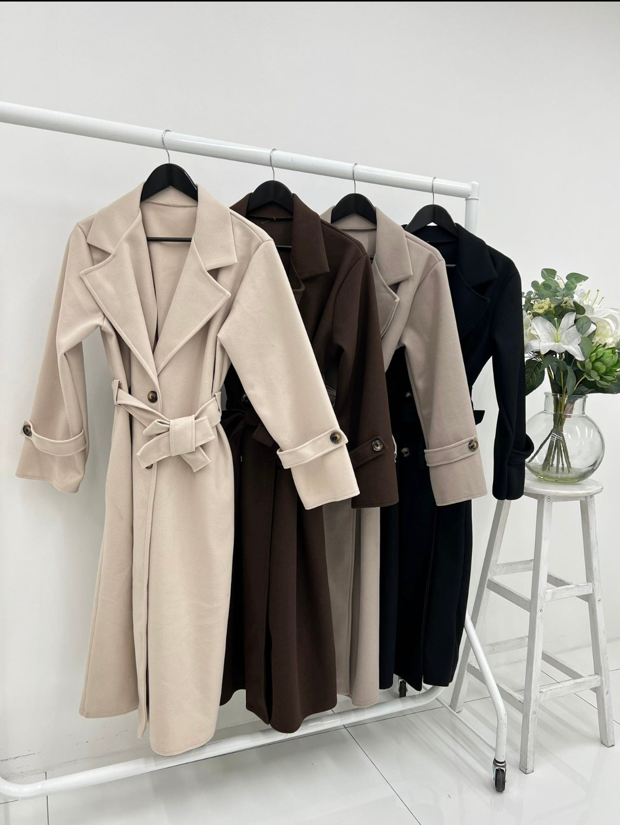 Long duster trench coat with belt