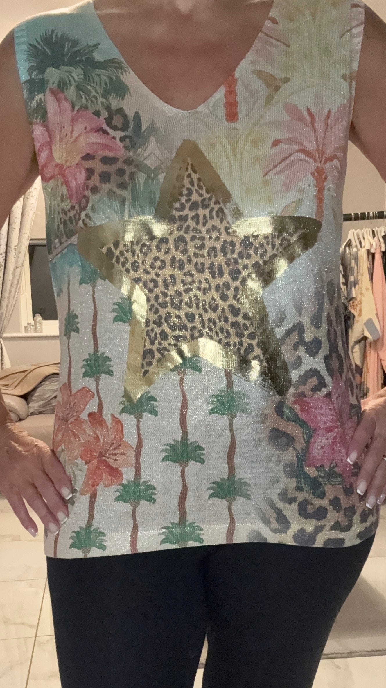 Animal print Star vest top