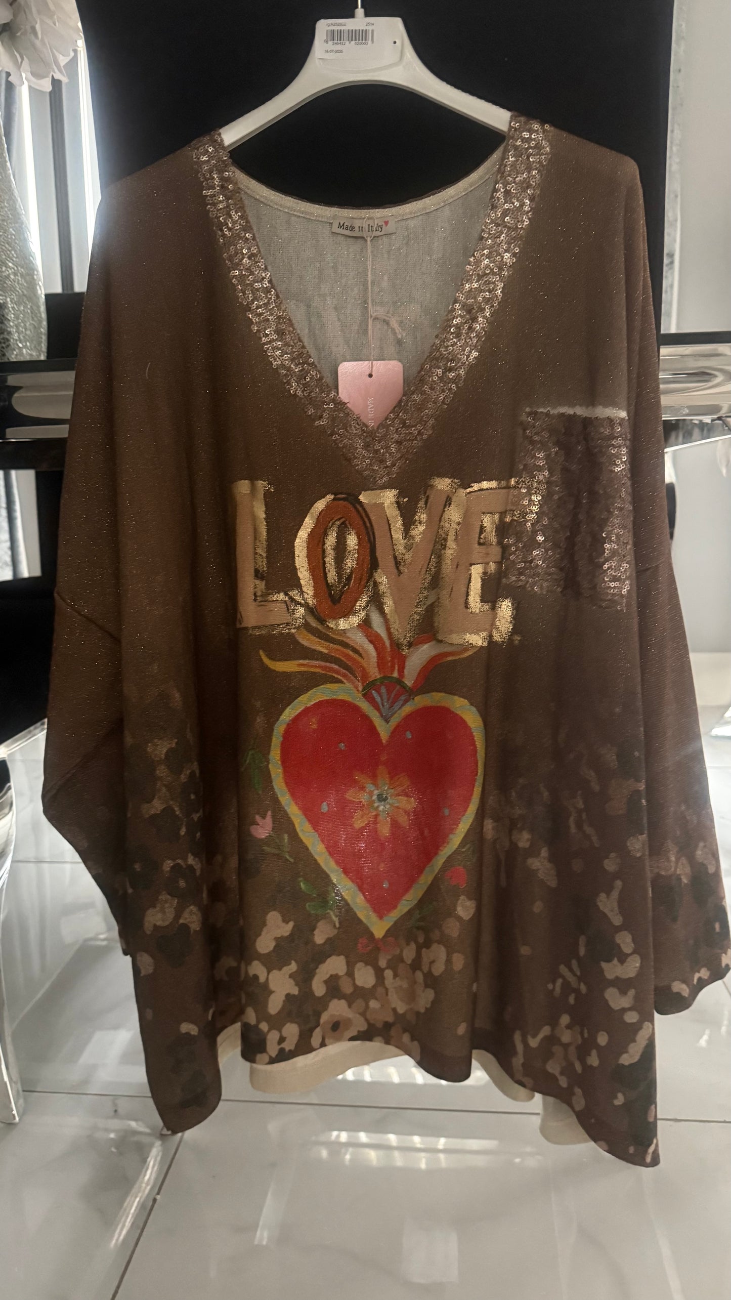 Oversized animal print love top