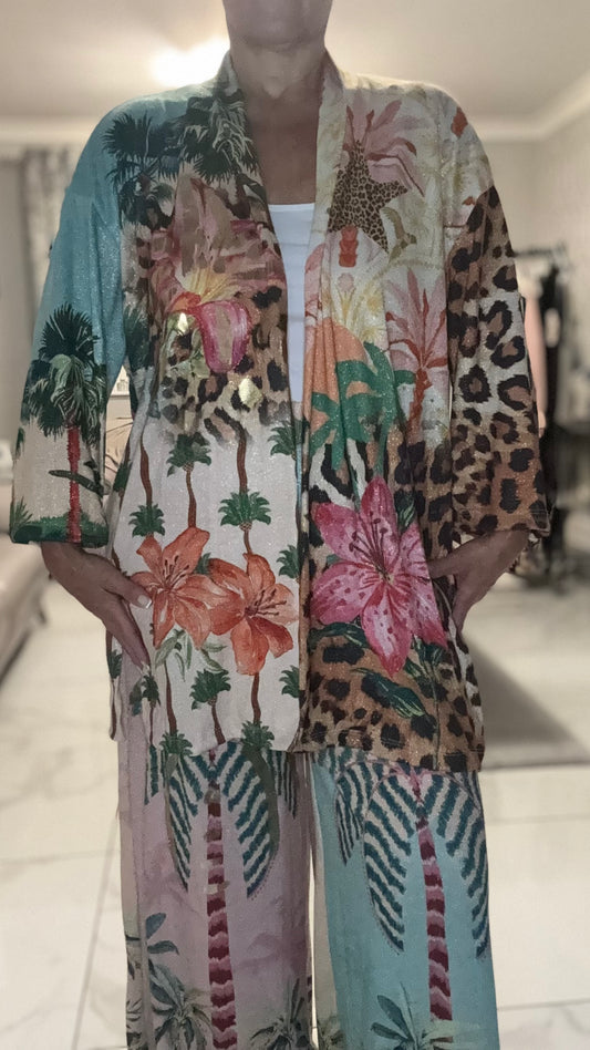 Flower back open jacket
