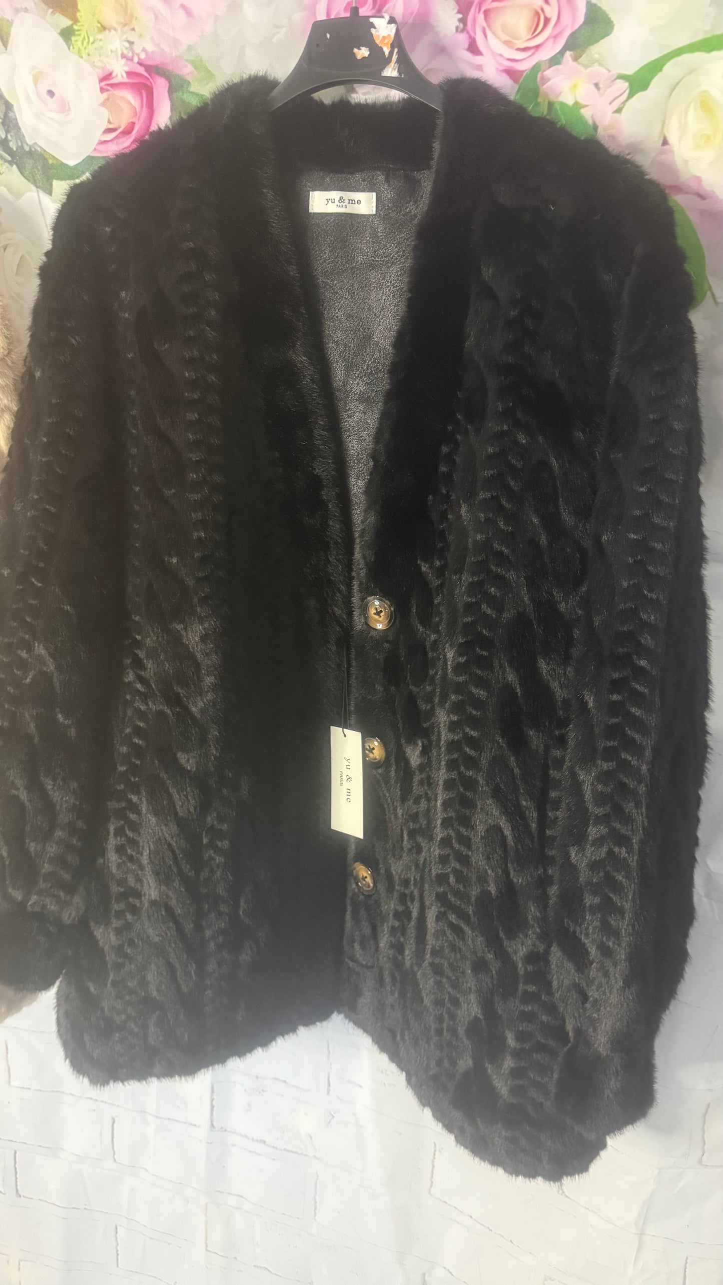 Fur like cable pattern  jacket