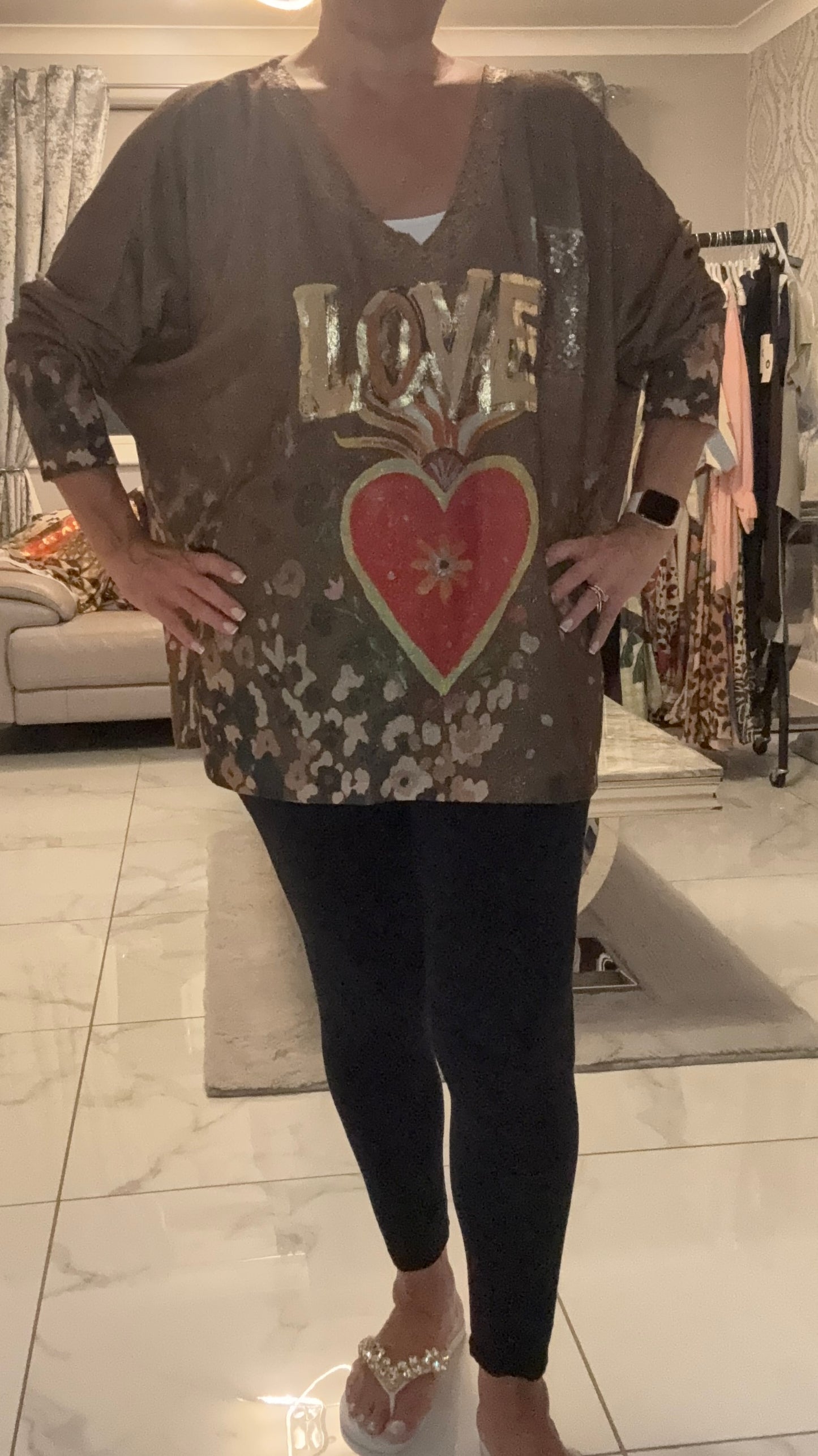 Oversized animal print love top