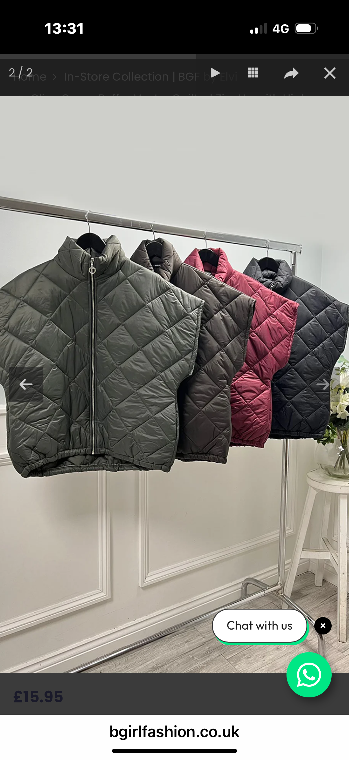 High collar quilted Gilet