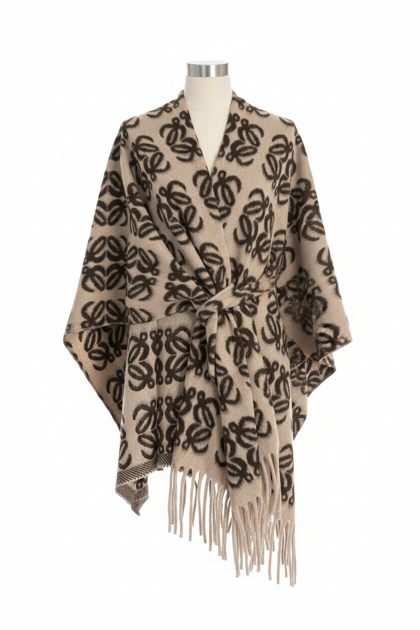 Bold print poncho wrap