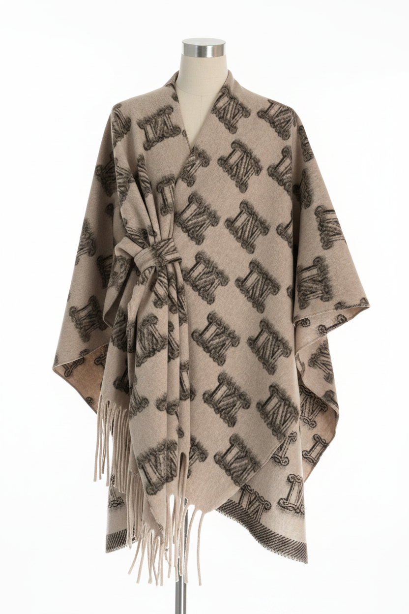 Bold print poncho wrap